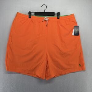 Ralph Lauren Swim Trunks Men's 2LT 2XLT Orange Classic Traveler Solid Pony NEW